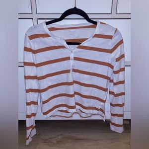 Aerie Long Sleeve Cropped Henley T-Shirt